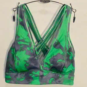 Joy Lab Island Print Sports Bra V-Neck Green Grey